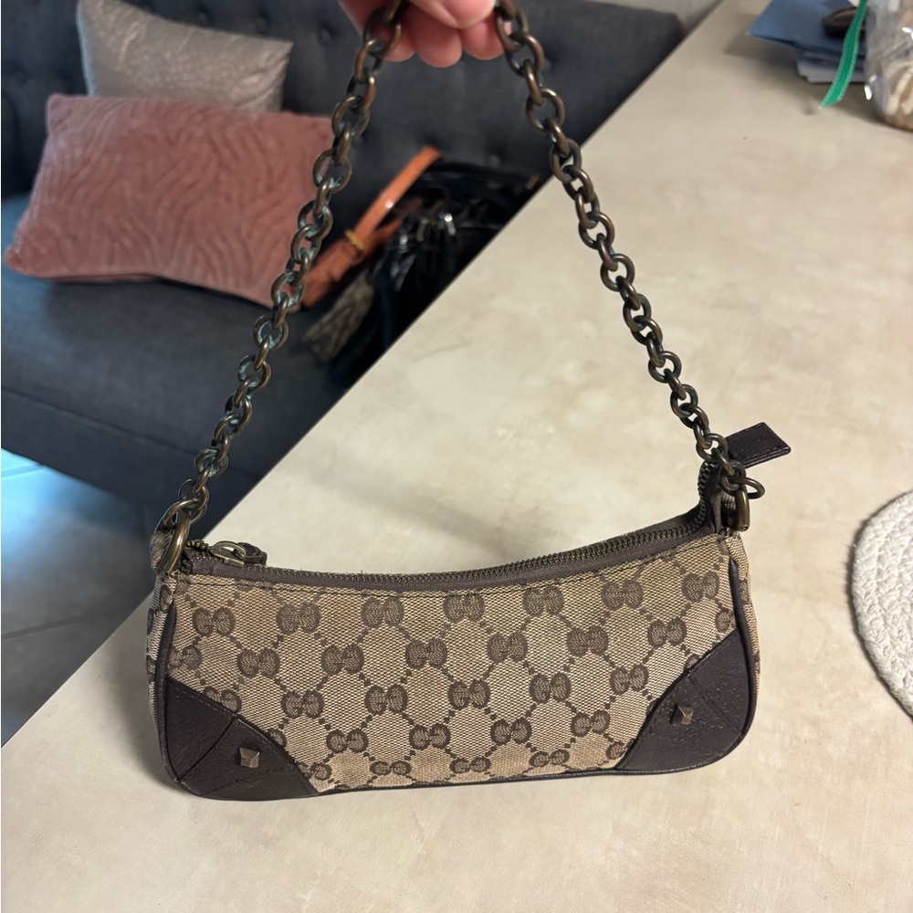 Gucci Brown Monogram Canvas Shoulder Bag